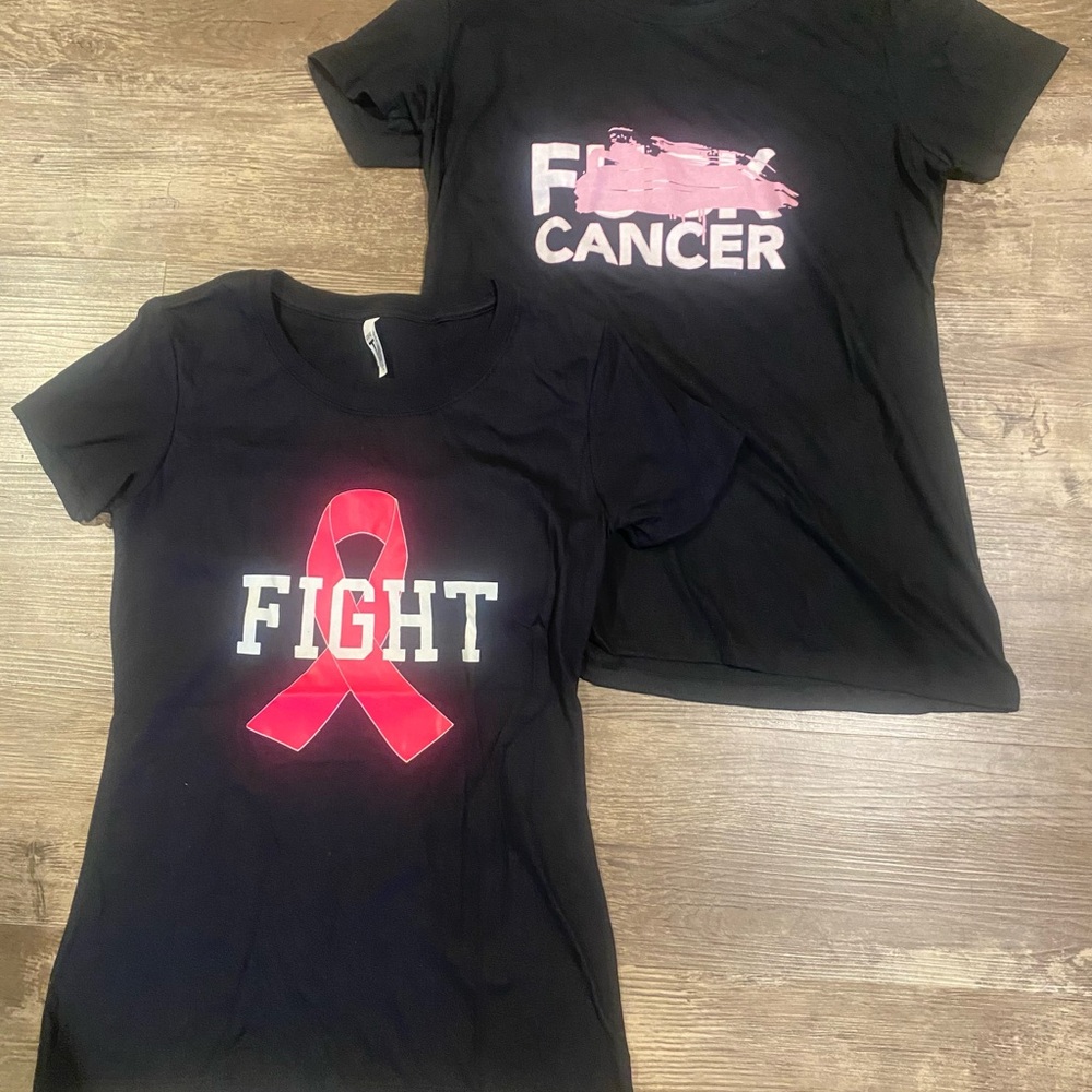 Black Tee with Pink Ribbon by Unknown Brand
